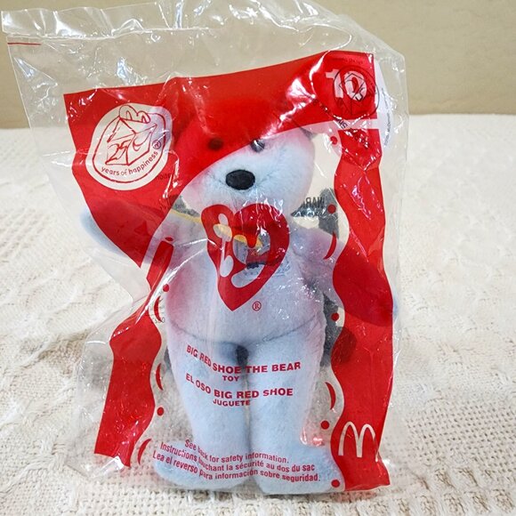 NIP - 2004 McDonalds TY Beanie Babies Happy Meal 25th BIG RED SHOE THE BEAR #10 - Picture 2 of 3